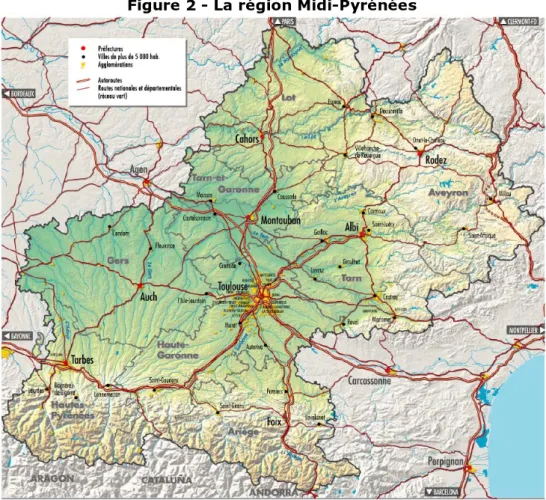 Figure 2 - La région Midi-Pyrénées 