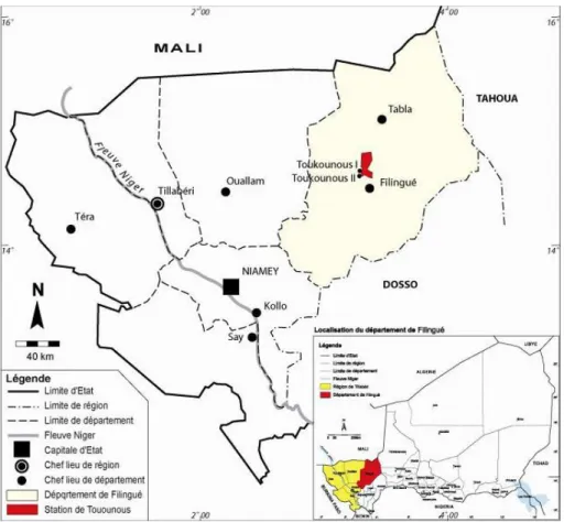 Figure 2 : Localisation de la station sahélienne expérimentale de Toukounous au Niger