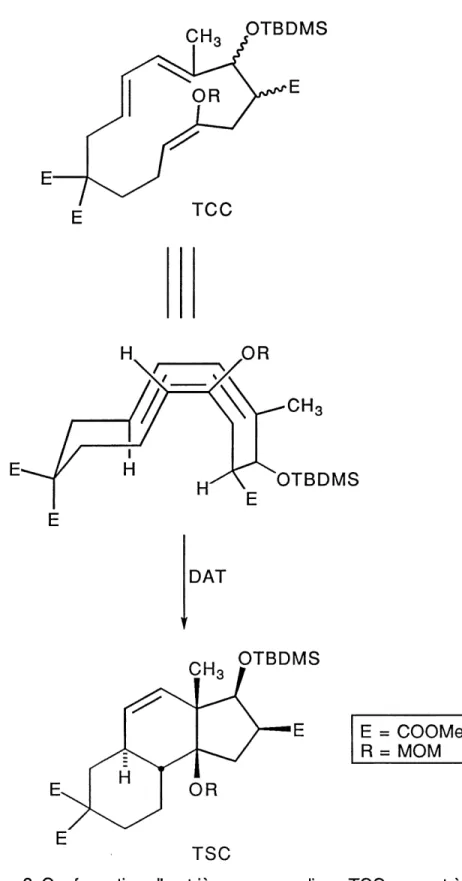 Figure 2. Conformation d'un triene macrocyclique TCC menant a I'etat de transition de la reaction de Diels-Aldertransannulaire (DAT).