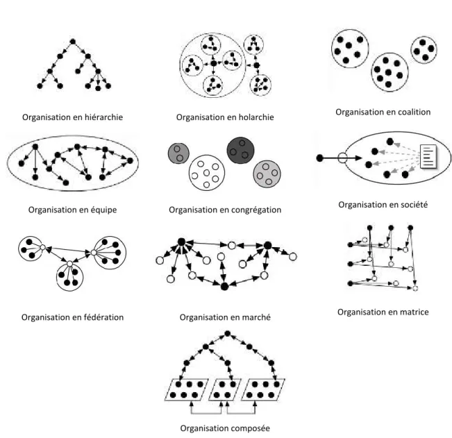 Figure 6 - Les différentes organisations d’agents 