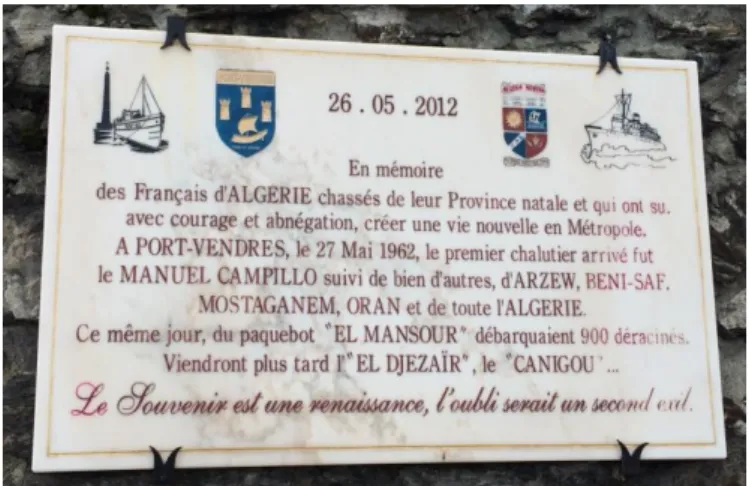 Figure 2 - Plaque commémorative à Port-Vendres, cliché par l'auteur