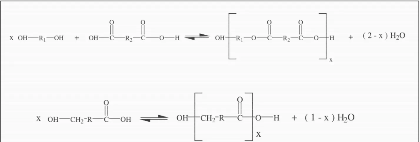 Figure 2.1 : Réaction de polycondensation entre un diacide et un diol. 