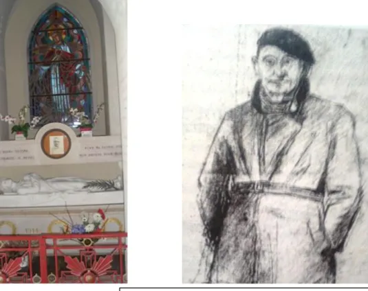 Figure 19 : Gisant de l’abbé BORDES à  l’entrée de l’église de Gamarde-les-Bains  (Source : Photographie personnelle) 