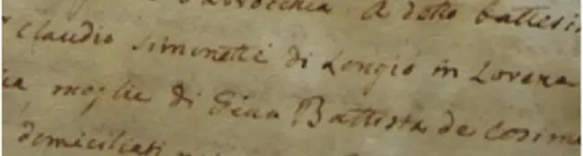 Figure 6 Extrait de l'acte de baptême de Maria Domenica BARTOLOTTI (1773) 