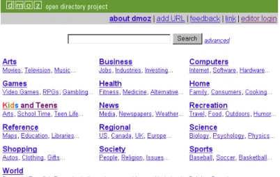 Figure 1: The Open Directory Project homepage