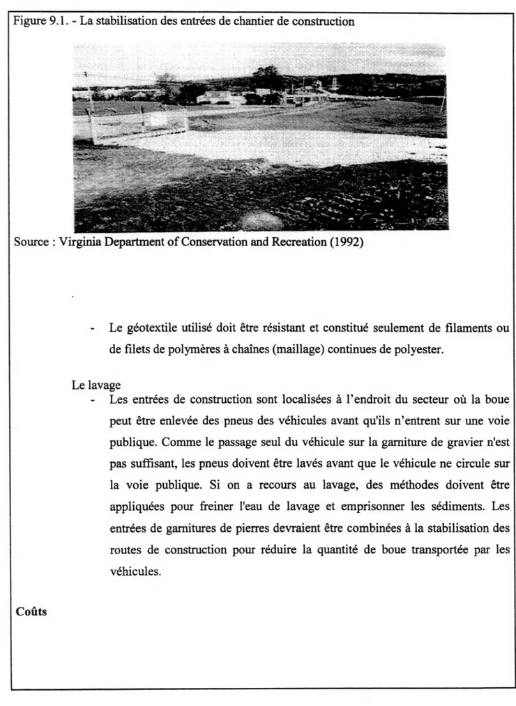 Figure 9. 1. - La stabilisation des entrées de chantier de construction 