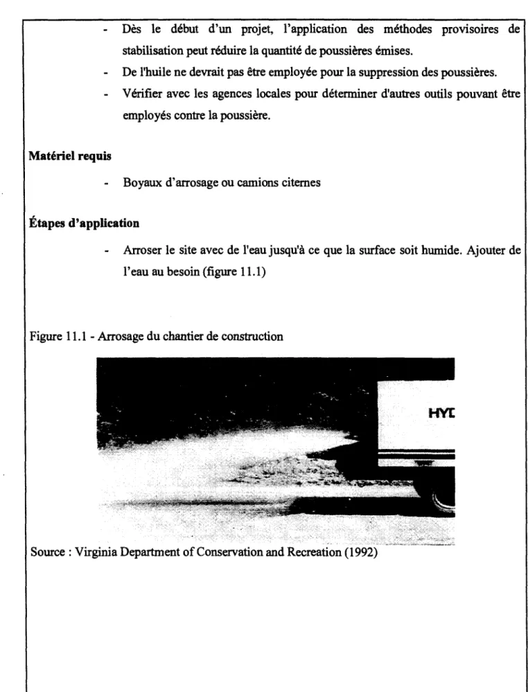 Figure 11.1 - Arrosage du chantier de construction 