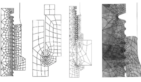 Fig. 11. First tests of computation meshes. 