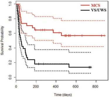 Figure 1. Survival in patients in the VS/UWS and in the MCS.
