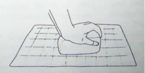 Figure 13 : Schéma représentant le polissage de la feuille, extrait de l’article « papyrus » in  Der Neue Pauly,  Enzyklopädie der Antike, colonne 299