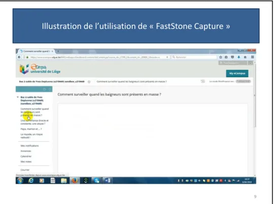Illustration de l’utilisation de « FastStone Capture »