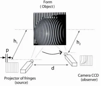 Figure 2. Principles of the Moiré projection technique 