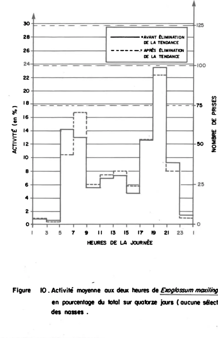 Figure  10. Activité  inoyenne  aux  deut  heures  de  EJfOg/ossum maxi/ingutl 