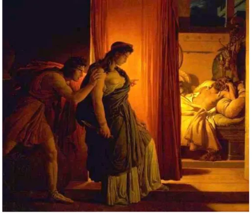 Figure 8 : Le meurtre d’Agamemnon, endormi, par Clytemnestre et Égisthe.  
