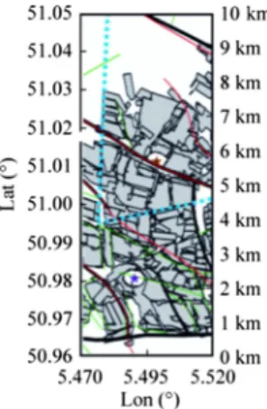 Fig. 2. Map of all longwall panels mined (presented superimposed) in part of the concession of the coal mines Winterslag and Zwartberg.