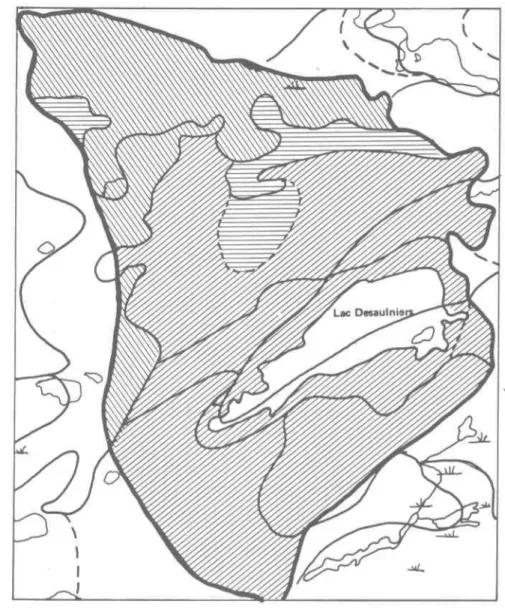 Figure  3. 1 .  Relief  du  bassin  de  la  rivière  Desaulniers 