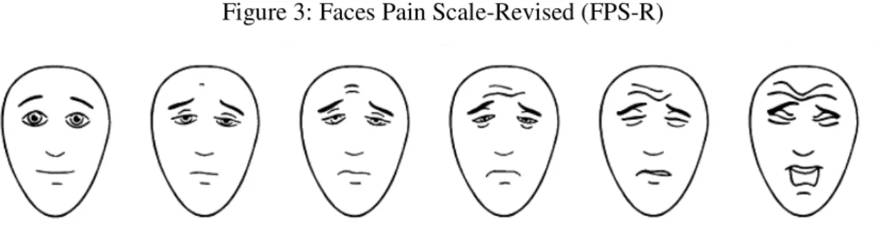 Figure 3: Faces Pain Scale-Revised (FPS-R) 