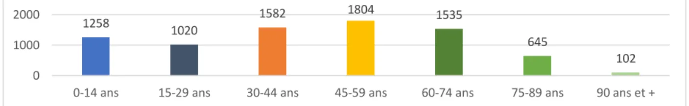 Figure 11 : Répartition de la population du Guillestrois-Queyras par âge en 2015 