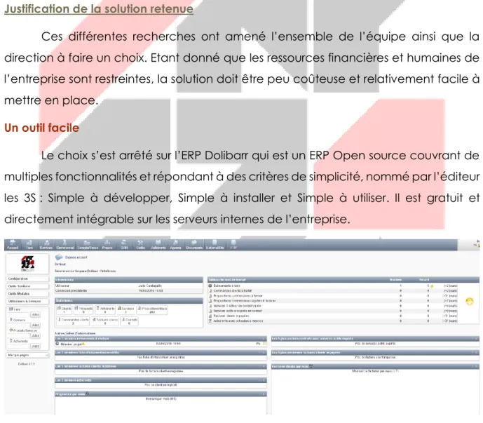 Figure 2 : Interface web de l'ERP Dolibarr 
