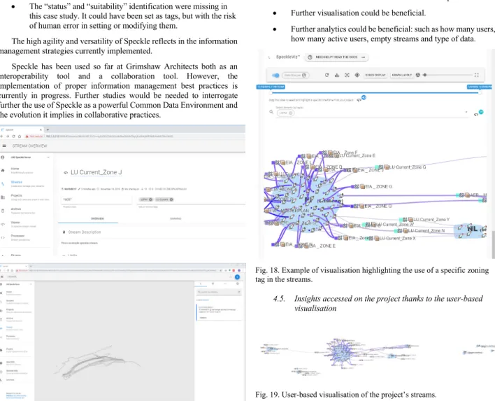 Fig. 17. The “LU Current_Zone J” Stream inspected in the Speckle Admin  interface (top) and within the Speckle viewer (bottom)