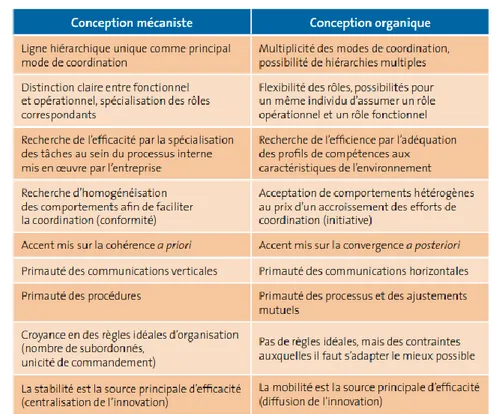 Figure 5 : Deux conceptions opposées à l’efficacité organisationnelle (Source : Strategor - Toute la stratégie d'entreprise - 6ème  édition - Dunod – 2013) 