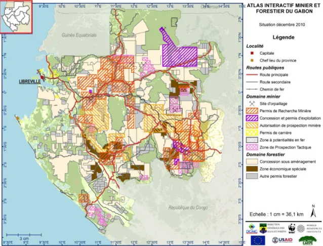 Figure 1. Atlas interactif minier et forestier du Gabon (décembre 2010) 