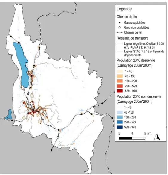 Figure 13 –  Couverture géographique des TC urbain/interurbain et train de la MS 