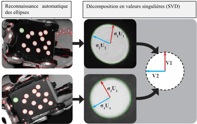 Figure 8: Reconnaissance automatique du patron de points et calcul de décomposition  en valeurs singulières 