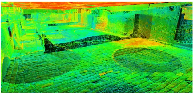 Figure 12. Surveyed areas and polygonal of the Coudenberg Museum archaeological site. 