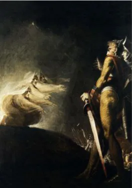 Tableau 4 FÜSSLI Henry. Les Trois sorcières apparaissent à Macbeth et Banquo, 1793-1794, huile sur toile, (167 