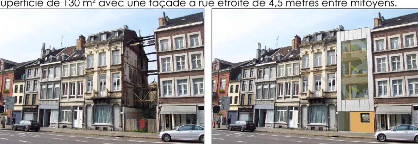 Figure 1 : Situation existante et projetée sur la Place Sommeleville à Verviers. 