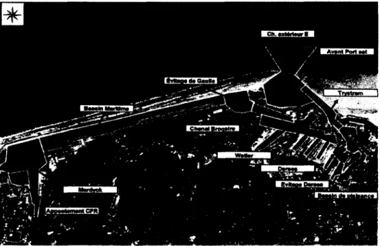 Figure 20: Localisation géographique des zones draguées et immergées du GPMD Solution de gestion à terre : Traitement par séchage naturel