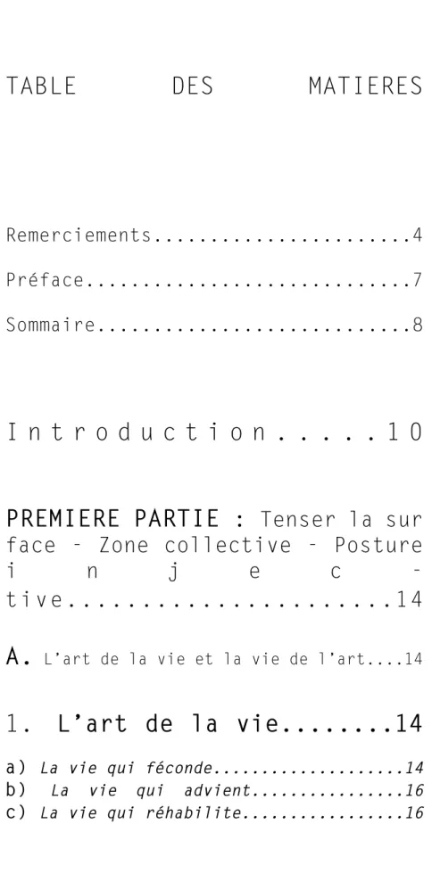TABLE  DES  MATIERES