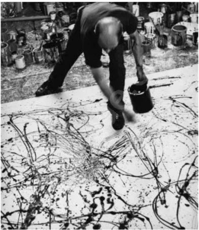 Fig. 3 Pollock photographié par Hans Namuth,1950. 