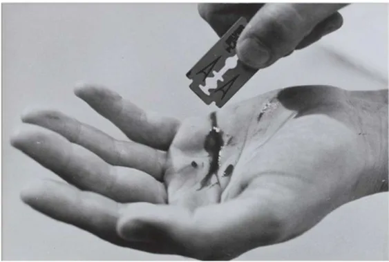 Fig. 12. Gina Pane. Action sentimentale. 1973 
