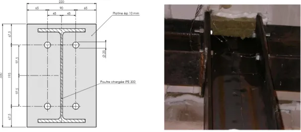 Figure 3-4 : Geometry of the tested double-sided joint with flush end-plate connections 