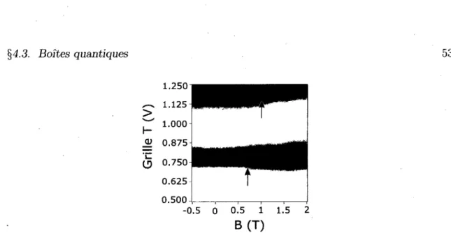 FIGURE  4 . 6  - Image a microscope a effet tunnel d'un echantillon de boite quantique, les lignes pointillees  sont un guide visuel des gravures dans le graphene