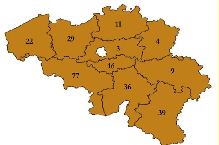 Fig. 1 – Number of  artisanal cheese producers in each Belgian province