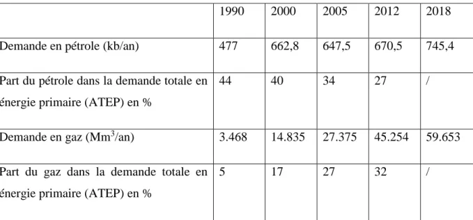 Illustration B : Evolution de la demande turque en hydrocarbures et part dans l’ATEP  national 