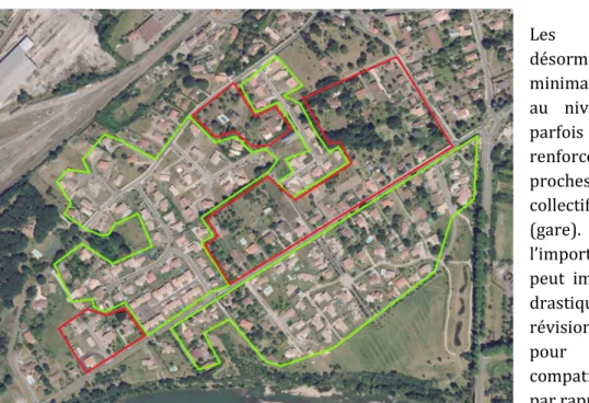 Figure 7. Exemples de la densification urbaine à Carbonne. Sources : Géoportail, IGN 