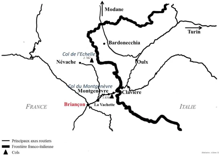 Figure n° 7 : Carte de la frontière nord franco-italienne  