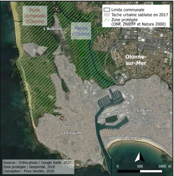 Figure 18 : Les zones naturelles protégées sur le territoire des Sables-d'Olonne 