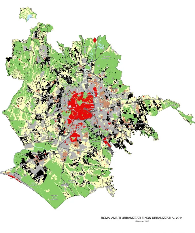 Figure 1 - Surfaces urbanisés par typologie / source: (De Lucia &amp; Erbani, 2016)
