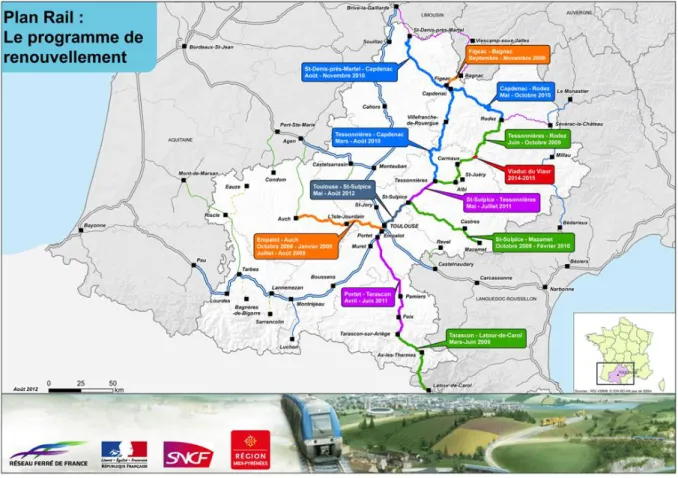 Figure 3 : Les opérations de renouvellement des voies ferrées en Midi- Midi-Pyrénées 