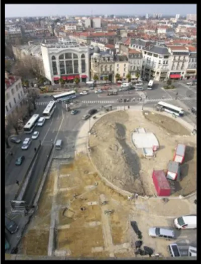 Figure 11 : Aménagement de la  Place Clémenceau en 2004  Source : INRAP 