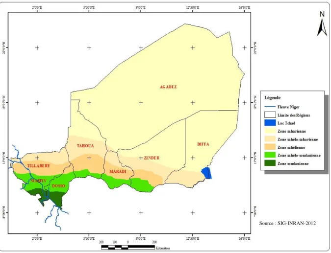 Figure 1 : Zones agroclimatiques du Niger  