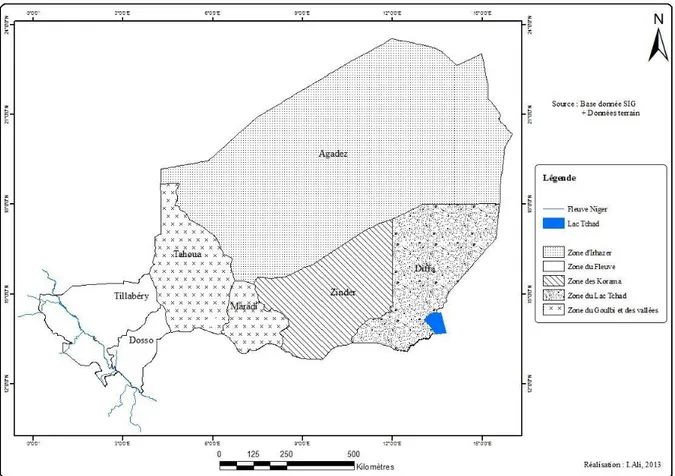 Figure 2 : Localisation des zones de cultures de l’oignon au Niger 