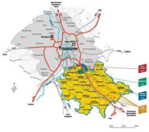Figure 2 : Localisation et limites du Sicoval 