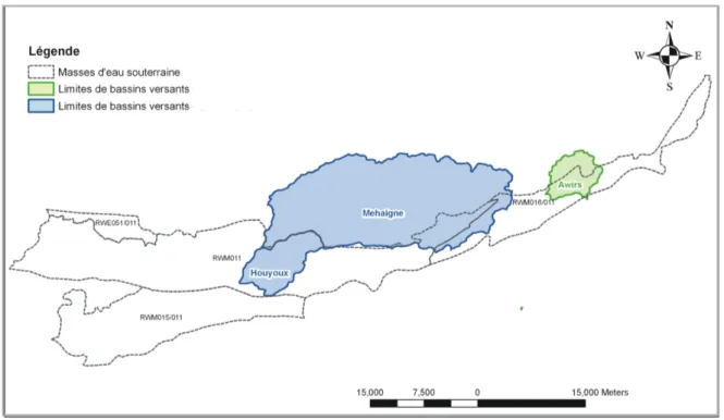 Figure 4-4 : RWM011 - Localisation des bassins versant étudiés 