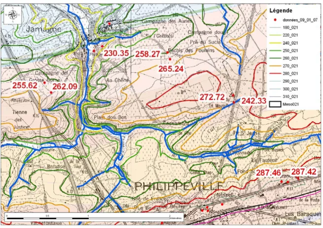 Figure 2-11). Cette situation illustre le cas du ruisseau potentiellement drainant puisque le gradient  hydraulique est en direction de la rivière, c’est-à-dire que le sens d’échange est ESO-&gt;ESU